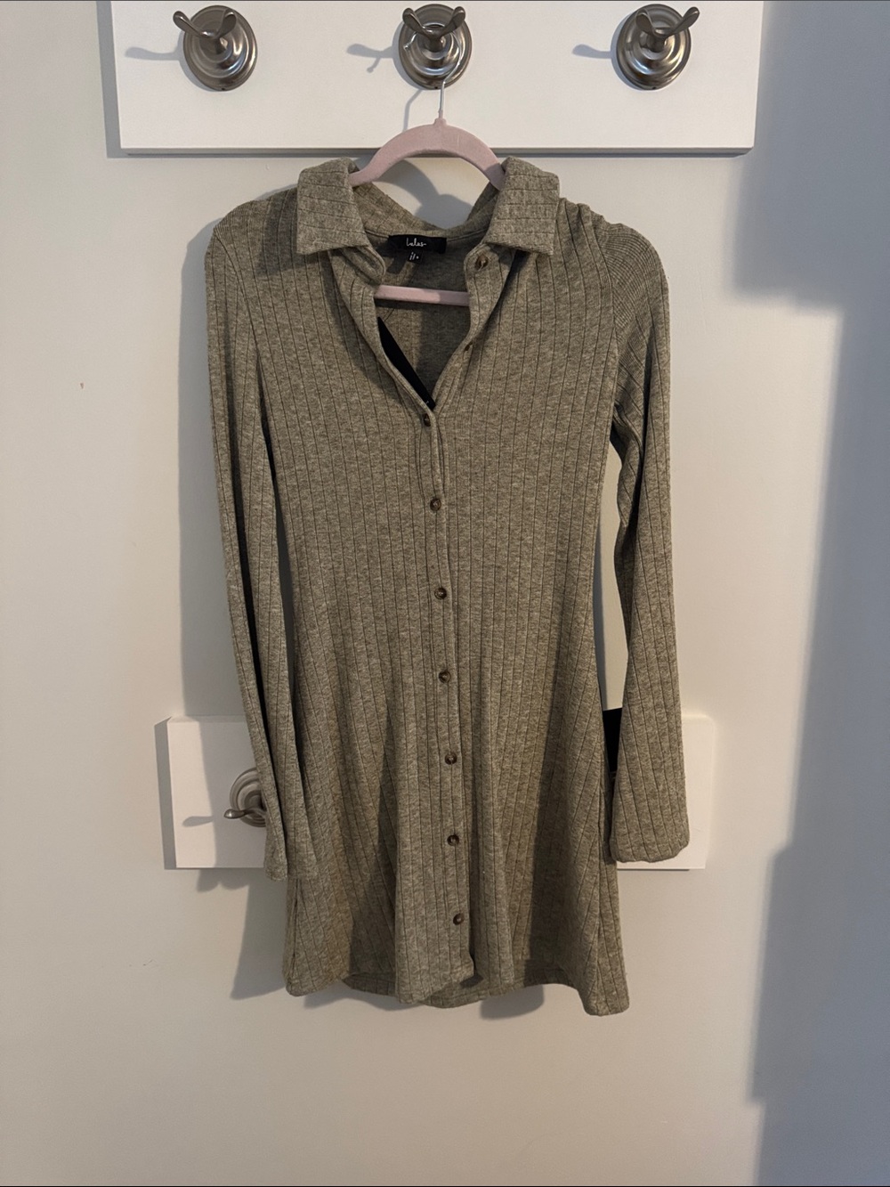 NWT Lulu's Olive Ribbed Button-Front Longline Cardigan - Picture 1 of 3
